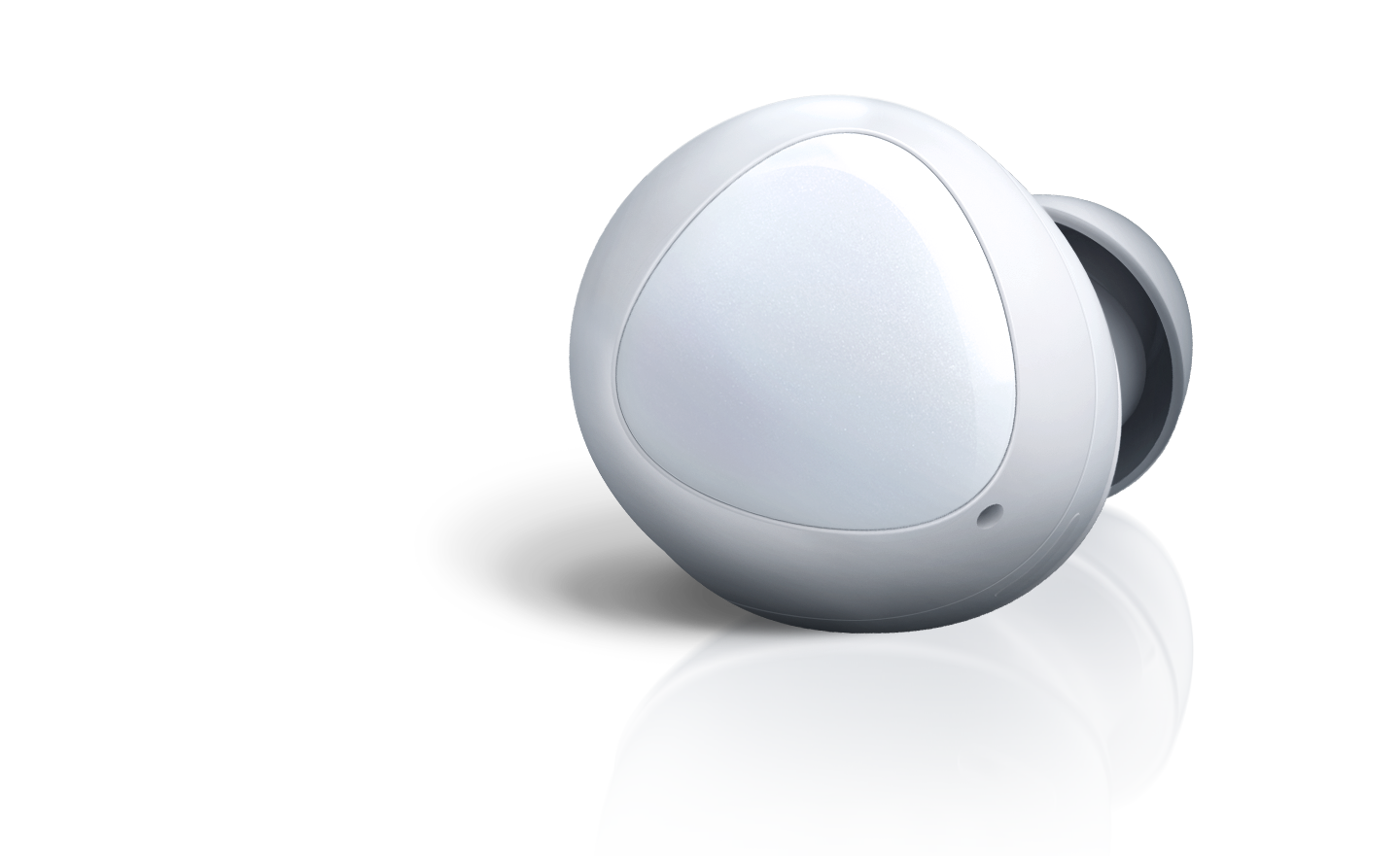 The back product images of white Galaxy Buds is shown