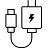 휴대폰 충전기로 제품을 충전하는 아이콘