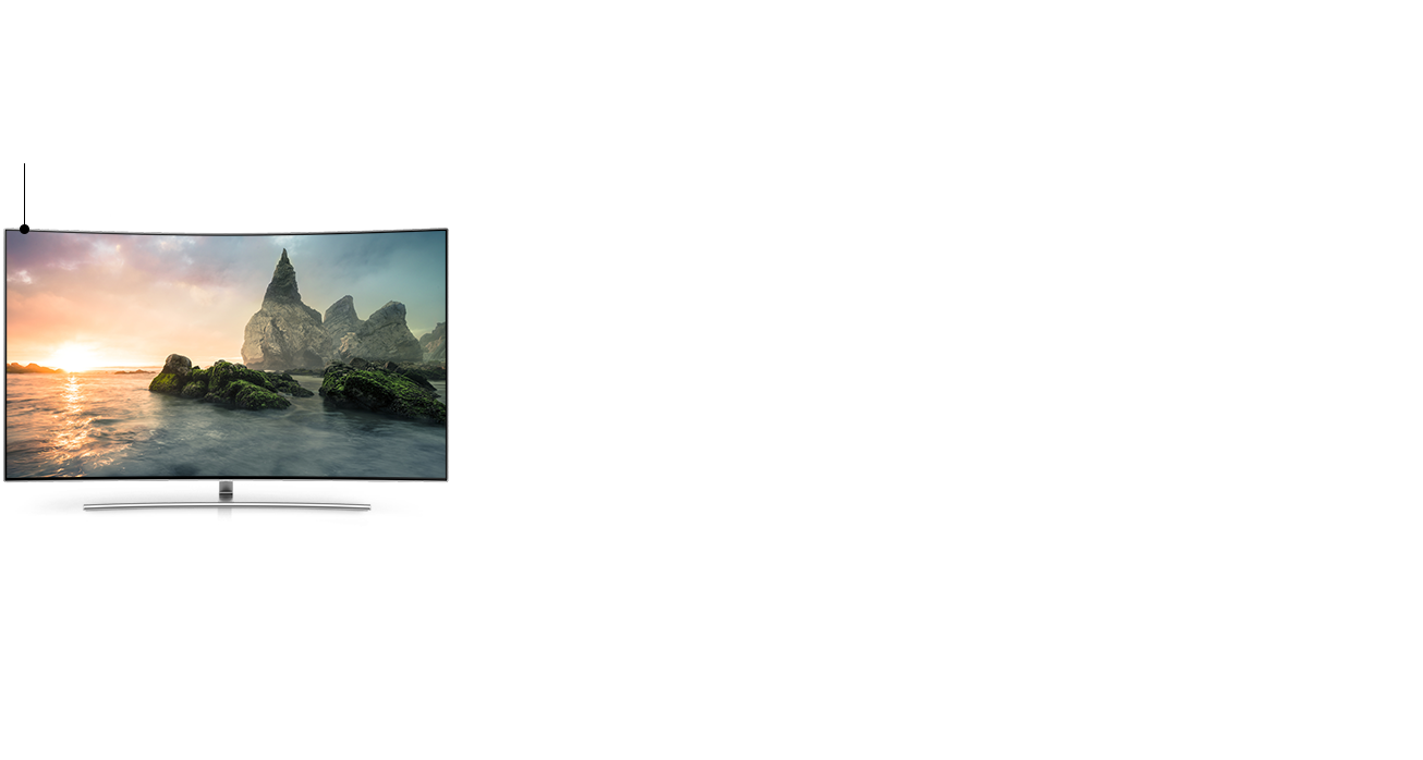 4면 베젤리스를 강조하는 정면 모습의 QLED TV 이미지
